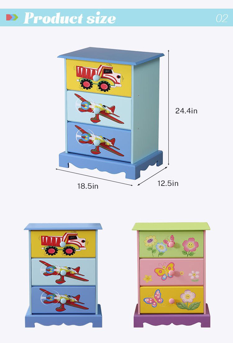 3 drawer Blue Kids Storage Organizer (12)